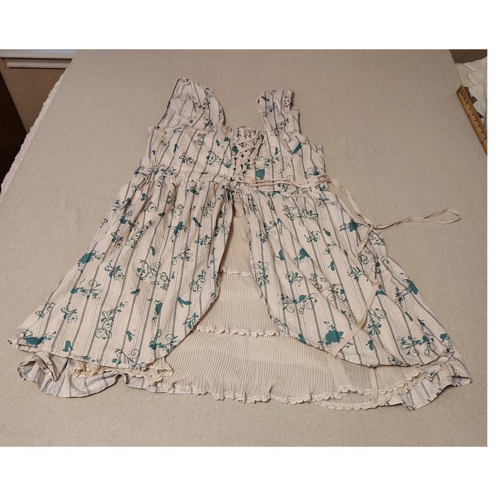 Disney Cinderella Blue Teal Floral Striped‎ Lace Up Babydoll Dress Size 24 - Picture 7 of 9